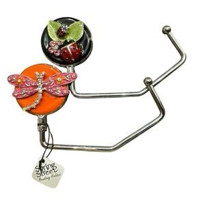 SPRING STREET PURSE HOOKS SET OF 2 DRAGONFLY & LADYBUG HANDBAG HANGERS
